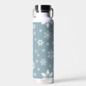Schneeflockenmuster, weiße Schneeflocken, Schnee, Trinkflasche (Vorne)