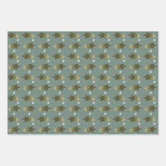 Schneeflockenpapier, Set von 3 Blättern Geschenkpapier Set