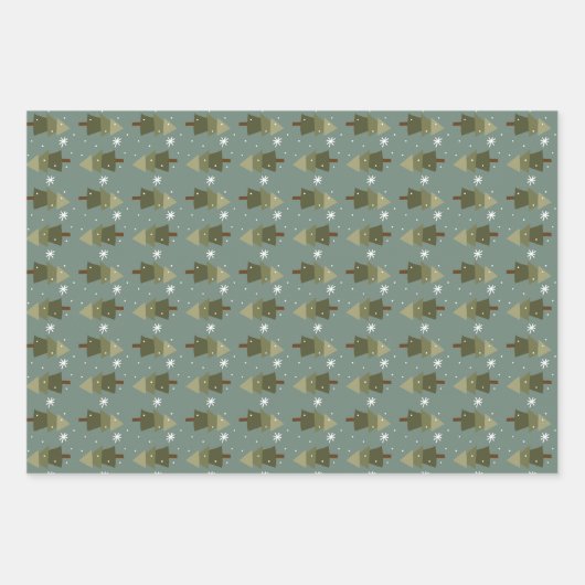 Schneeflockenpapier, Set von 3 Blättern Geschenkpapier Set (Vorderseite 3)