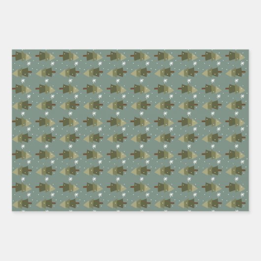 Schneeflockenpapier, Set von 3 Blättern Geschenkpapier Set (Vorderseite 2)