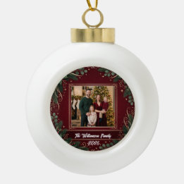 Schneeflockenrahmen Familienfoto Weihnachten Keram Keramik Kugel-Ornament