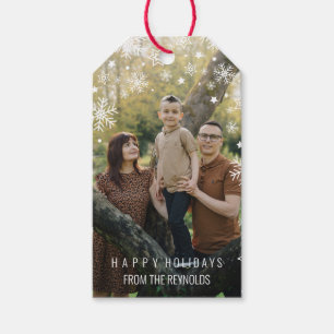 Schneeflockenrahmen Schneemodernes Foto-Overlay Ur Geschenkanhänger