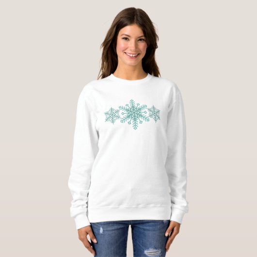 Schneeflockensaison Aquamarin Winter Sweatshirt (Vorne ganz)