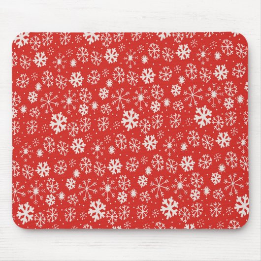 Schneeflockenschneesturm mit mohnrotem Hintergrund Mousepad (Vorne)