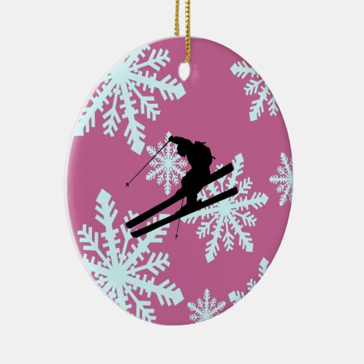 Schneeflockeski fahren keramikornament (Rechts)
