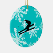 Schneeflockeski fahren keramikornament (Rechts)