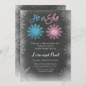 Schneeflocketafelgeschlecht decken Einladung auf (Vorne/Hinten)