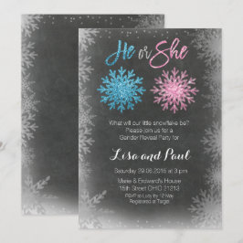 Schneeflocketafelgeschlecht decken Einladung auf