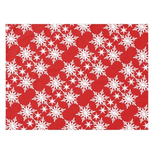 Schneeflockeweihnachtsrotes weißes Muster Tischdecke (Vorderseite (Horizontal))