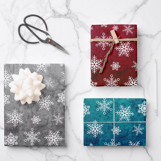 Schneeflottpapier - Helle Farbe Weihnachten Geschenkpapier Set (Vorderseite)