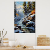 Schneefluss durch verzauberten Wald Poster (Küche)