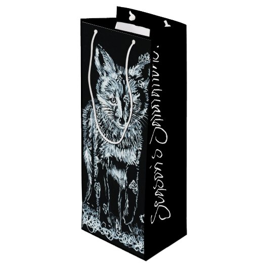 SchneeFox Geschenktüte Für Weinflaschen (Rückseite Schrägansicht)