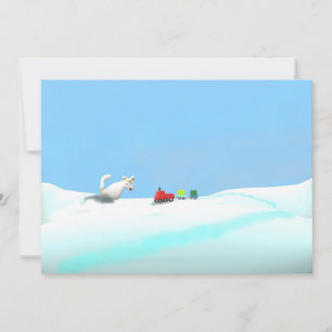 SchneeFox und Spielzeug-Zug Dankeskarte