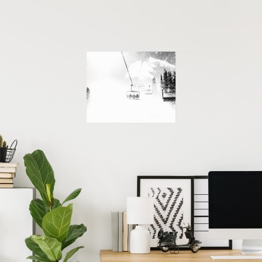 Schneefräse explodiert // Skilift in Blizzard-Wind Poster (Heimbüro)