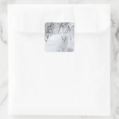 Schneefräse im Winterwald Quadratischer Aufkleber (Tasche)