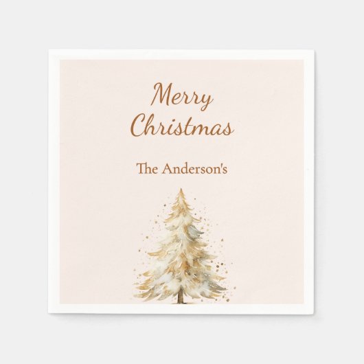 Schneefräse in Beige Weihnachten Serviette (Vorderseite)