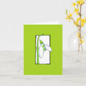 Schneefräse, weiß, grüne Note Karte (Gelbe Blume)
