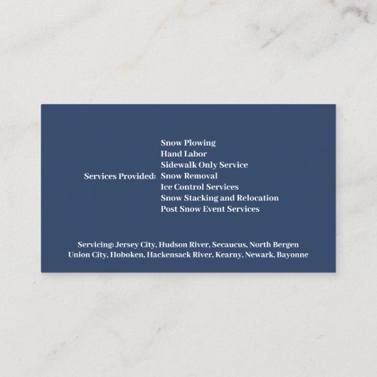 Schneefräsen für die Visitenkarte (Rückseite)