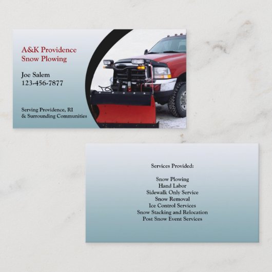 Schneefräsen für die Visitenkarte (Vorne/Hinten)