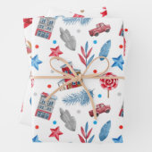 SCHNEEFRAU, FERIENHAUS, CHRISTMAS ORNAMENS, BOWS GESCHENKPAPIER SET (Beispiel)