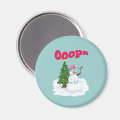 Schneefrau mit Weihnachtsbaum Ops Magnet (Vorderseite/Rückseite)
