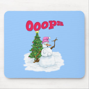 Schneefrau mit Weihnachtsbaum Ops Mousepad