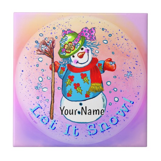 Schneefrau Schneemann Fliese (Vorderseite)