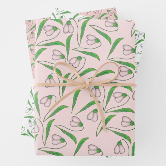 Schneefräulenmuster Geschenkpapier Set (Beispiel)