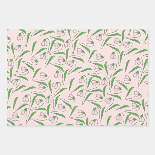 Schneefräulenmuster Geschenkpapier Set (Vorderseite)