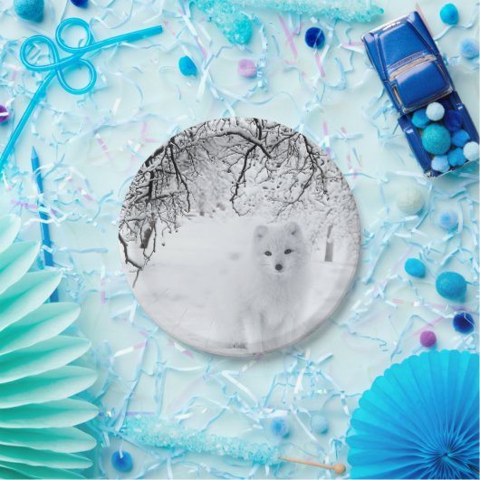 Schneefuchs im Winterwald Pappteller (Party)