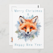 Schneefuchs und Weihnachten Postkarte (Vorne/Hinten)