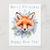 Schneefuchs und Weihnachten Postkarte (Vorderseite)