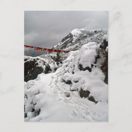 Schneefußabdrücke auf dem Himalaya-Bergweg Postkarte (Vorderseite)