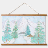Schneegebirge Wandteppich Mit Holzrahmen (Vorne)