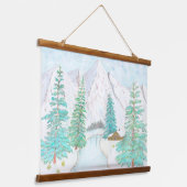 Schneegebirge Wandteppich Mit Holzrahmen (Gewinkelt)