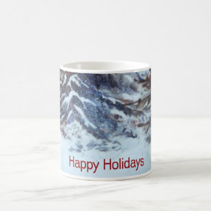 Schneegedriftete Doppelkiefern Happy Holidays Kaffeetasse