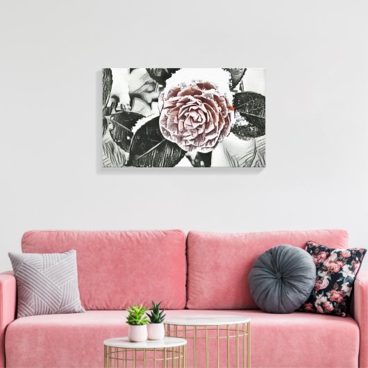 Schneegefrorene Rose Zeichne gesteppte Leinwand (Insitu (Wohnzimmer))