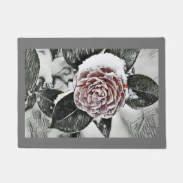 Schneegefrorene Rose Zeichne Türmatte