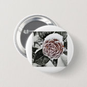 Schneegefrorene Rose Zeichnend Button (Vorne & Hinten)