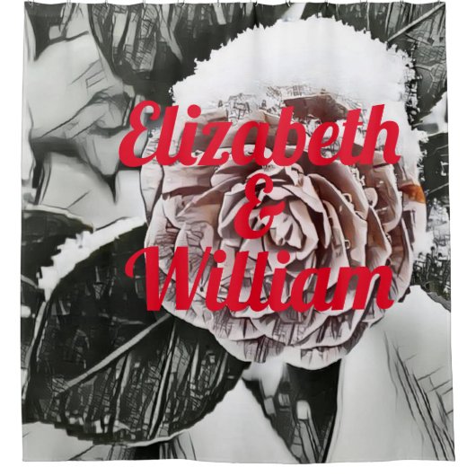 Schneegefrorene Rose Zeichnend Duschvorhang (Vorderseite)