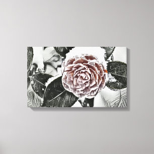 Schneegefrorene Rose Zeichnend Leinwanddruck