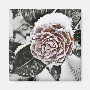 Schneegefrorene Rose Zeichnend Magnet