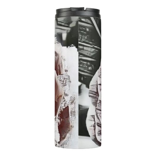 Schneegefrorene Rose Zeichnend Thermosbecher (Rückseite)