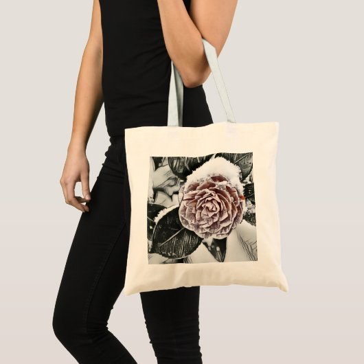 Schneegefrorene Rose Zeichnend Tragetasche (Vorderseite (Produkt))
