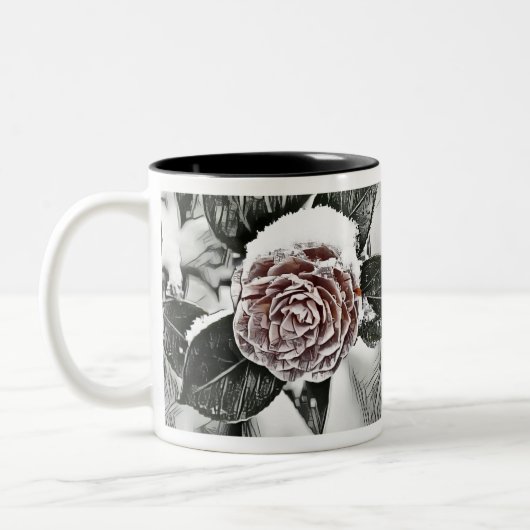 Schneegefrorene Rose Zeichnend Zweifarbige Tasse (Links)