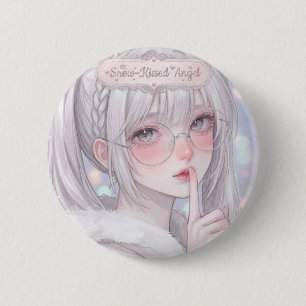 Schneegeküsster Engel Soft Ästhetik Anime Mädchen Button