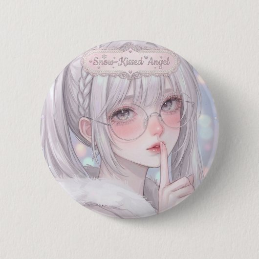 Schneegeküsster Engel Soft Ästhetik Anime Mädchen Button (Vorderseite)