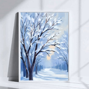 Schneegeküsster Wald   Winter-Wasserfarbenmalerei Poster