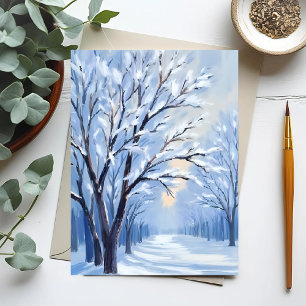 Schneegeküsster Wald   Winter-Wasserfarbenmalerei Postkarte