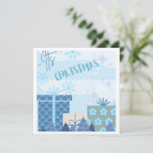 Schneegeschenke mit flacher Weihnachtskarte Dankeskarte (Stehend Vorderseite)